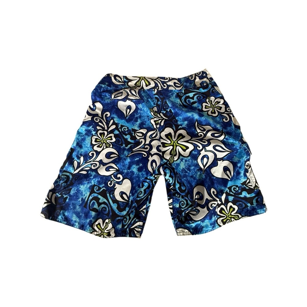VINTAGE Quiksilver Board Shorts Adult Size 32 Blue Floral All Over Print Mens - Picture 2 of 10